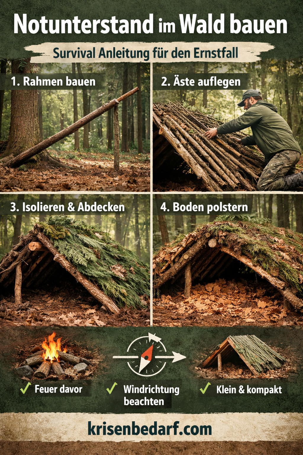 Notunterstand im Wald bauen – Anleitung für den Ernstfall