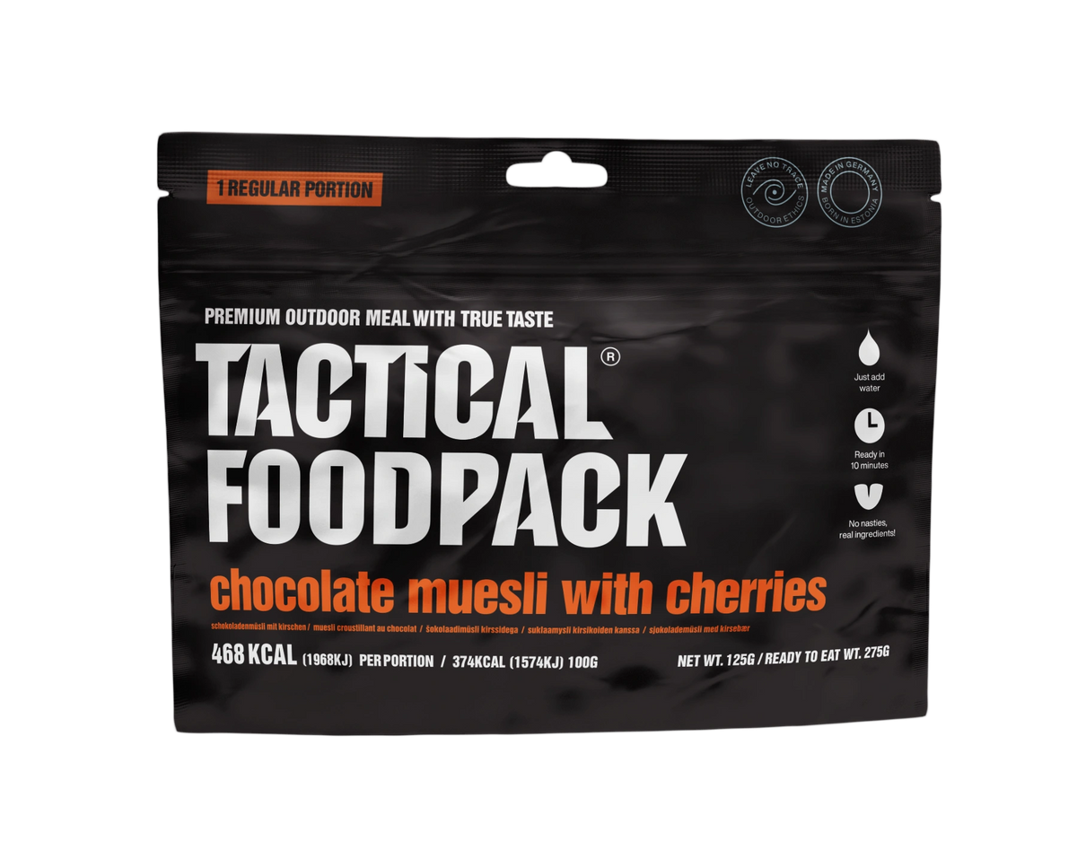 20 x Tactical Foodpack Schoko-Müsli mit Kirschen – Outdoor-Frühstück, gefriergetrocknet