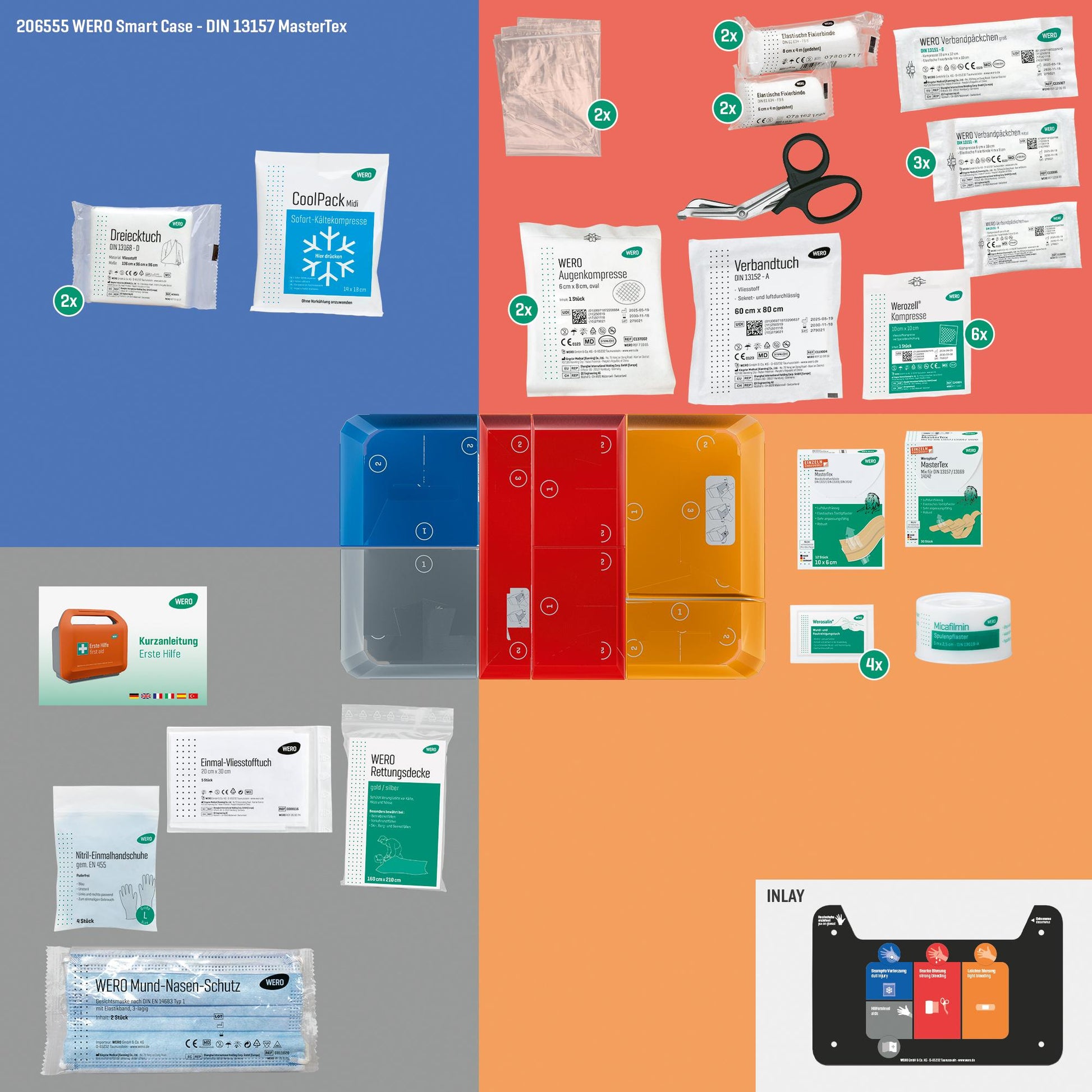 WERO Smart Case® klein - Erste-Hilfe-Koffer DIN 13157 - mit Weroplast® MasterTex Pflastern