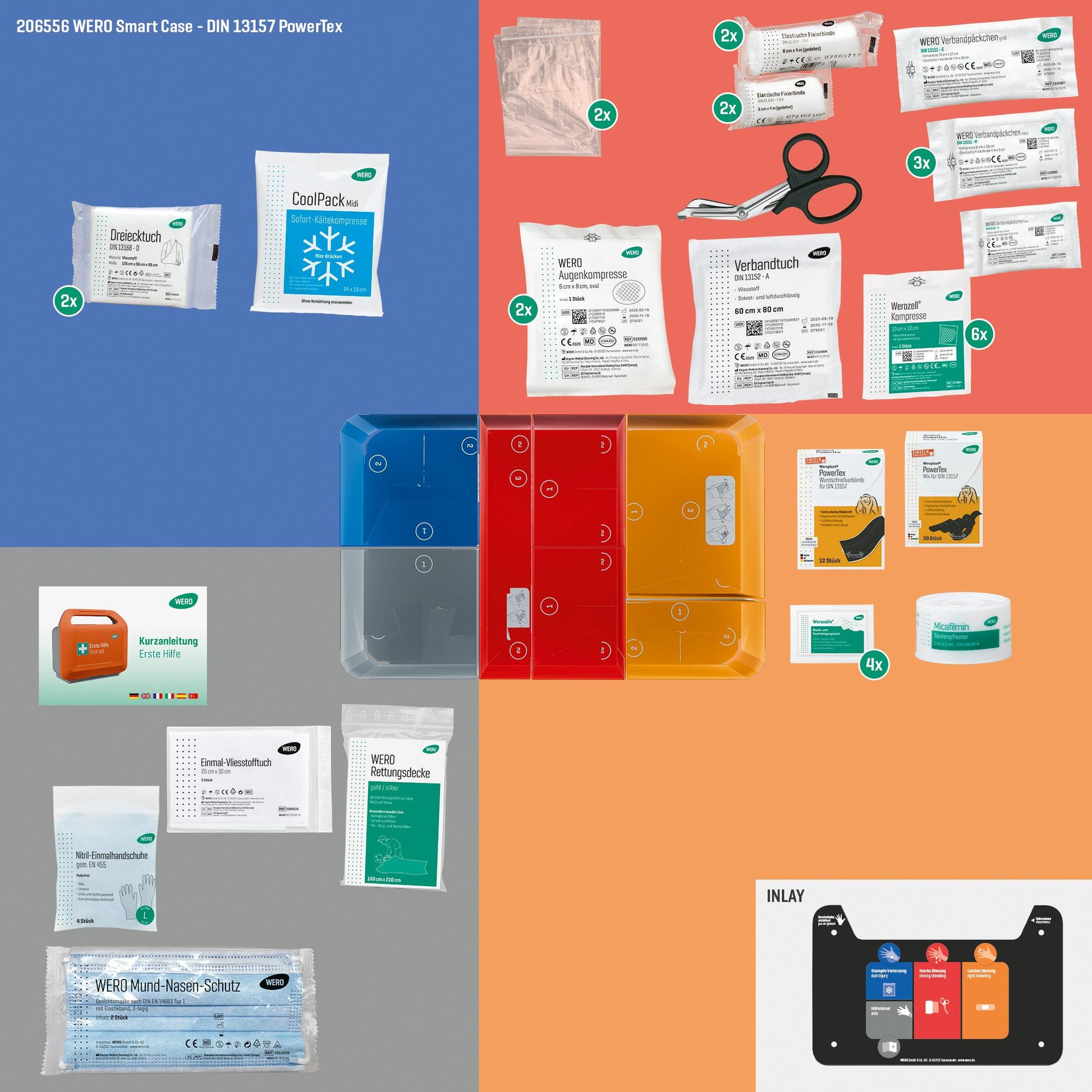 WERO Smart Case® klein - Erste-Hilfe-Koffer DIN 13157 - mit Weroplast® PowerTex Pflastern
