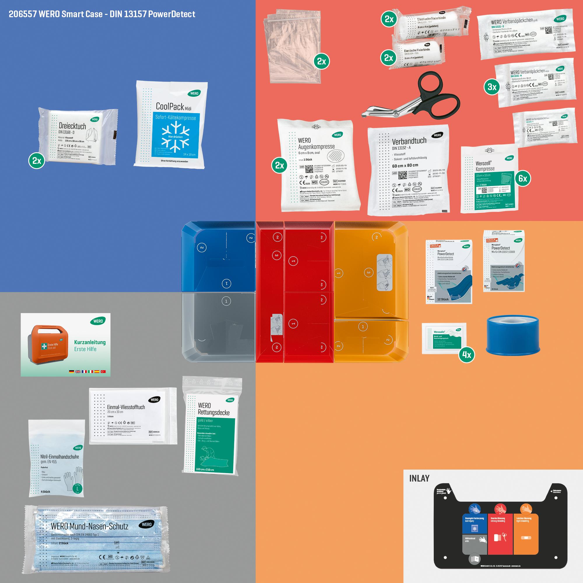 WERO Smart Case® klein - Erste-Hilfe-Koffer DIN 13157 - mit Weroplast® PowerDetect Pflastern