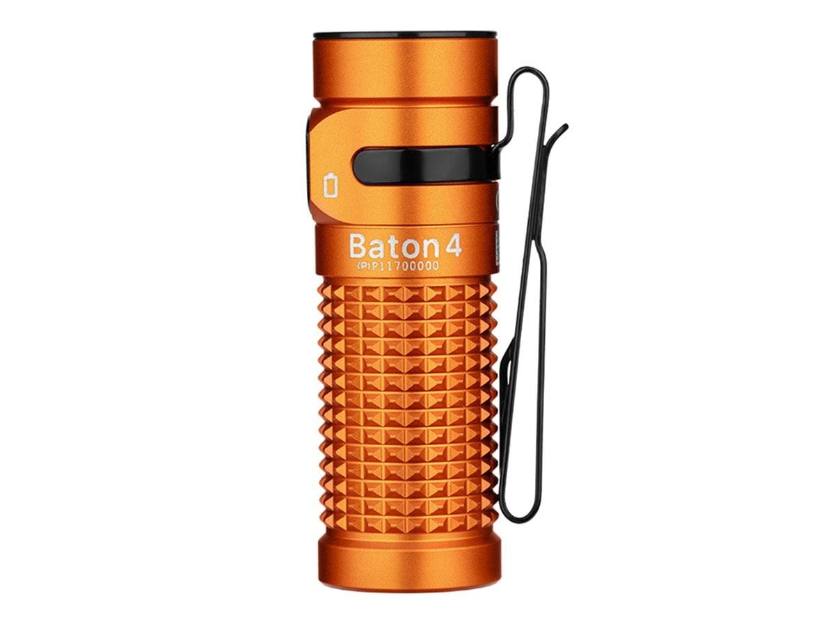 Olight - Baton 4 Premium Edition Orange - Taschenlampe mit kabelloser Ladestation - 1300 Lumen