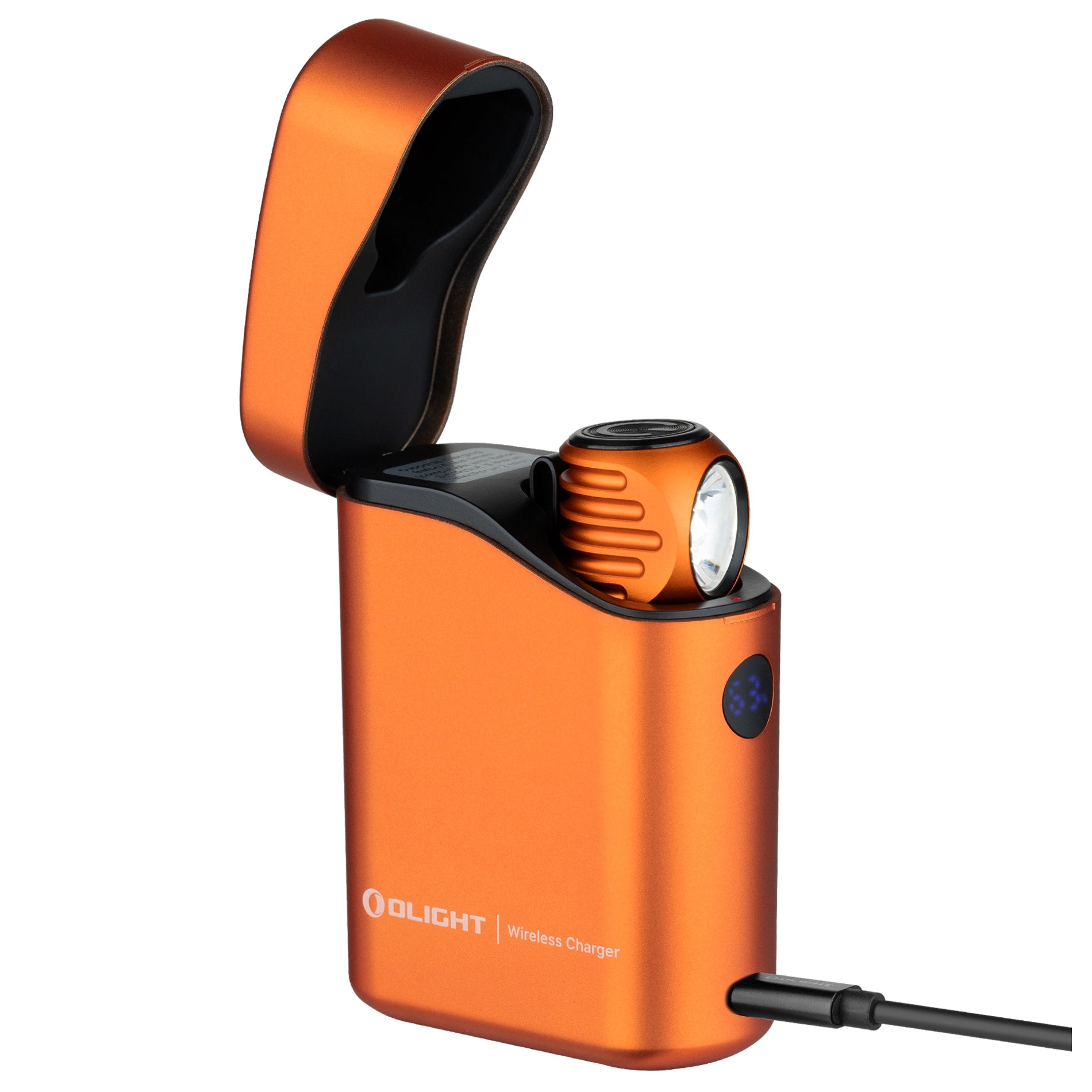 Olight - Perun 3 Mini Premium Cool White Orange - Stirn- und Winkeltaschenlampe mit Stirnband - 1250 Lumen