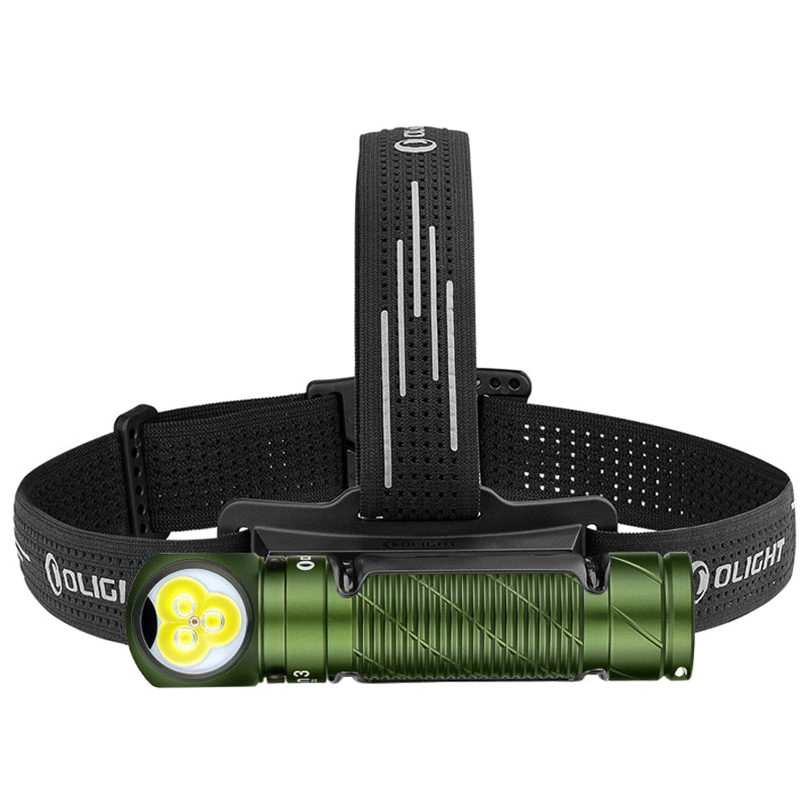 Olight - Perun 3 OD Green Stirnlampe und Winkel-Taschenlampe mit Stirnband - 3000 Lumen