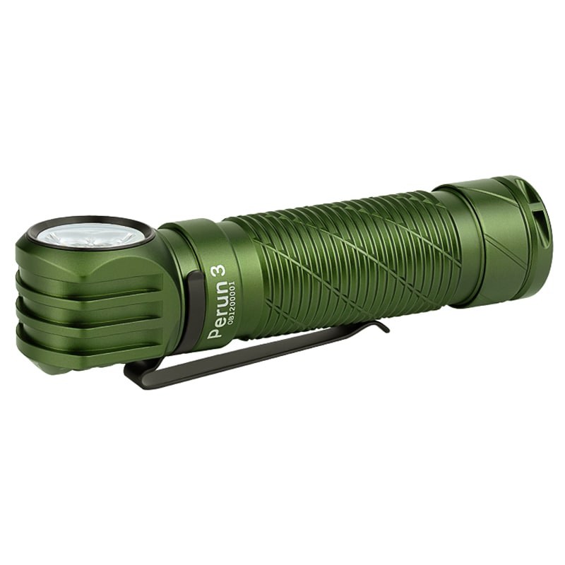 Olight - Perun 3 OD Green Stirnlampe und Winkel-Taschenlampe mit Stirnband - 3000 Lumen