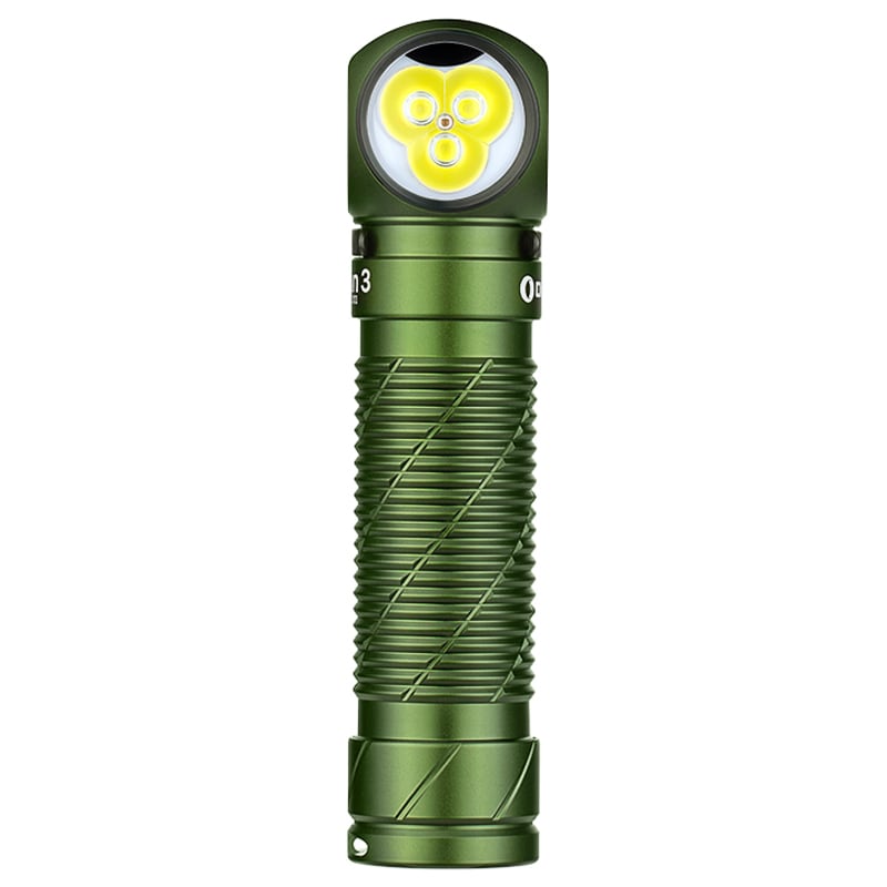 Olight - Perun 3 OD Green Stirnlampe und Winkel-Taschenlampe mit Stirnband - 3000 Lumen