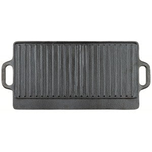 Grillplatte, Gusseisen, 2 Griffe, ca. 50 x 23 x 1,5 cm