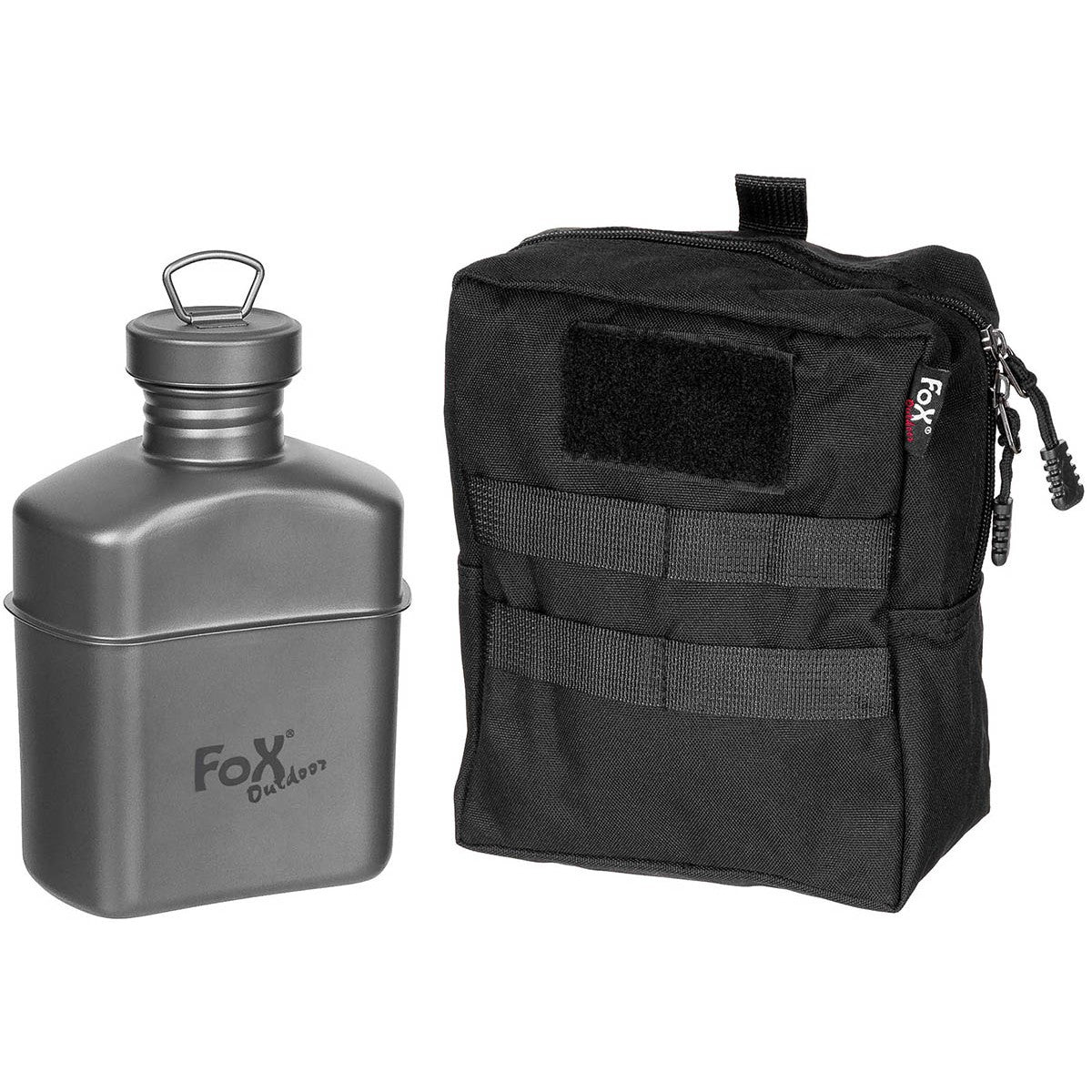 Trinkflasche, Titan, ca. 1 l, mit Tasche-Essen/Trinken/Kochen-Krisenbedarf