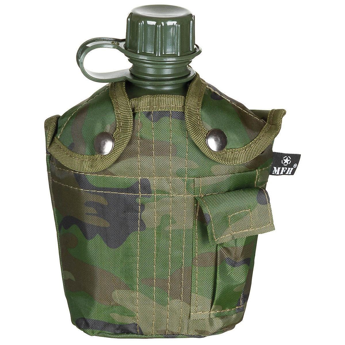 US Plastikfeldflasche, 1 l, Hülle, woodland-Essen/Trinken/Kochen-Krisenbedarf