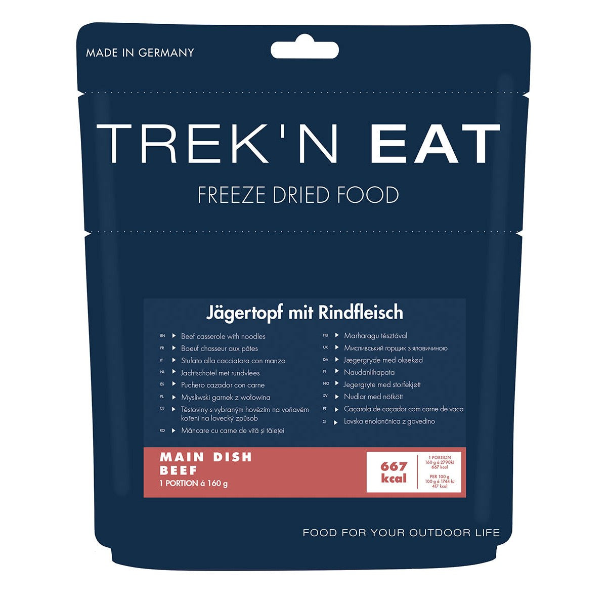 Trek 'n Eat, Jägertopf mit Rindfleisch, Nudeln