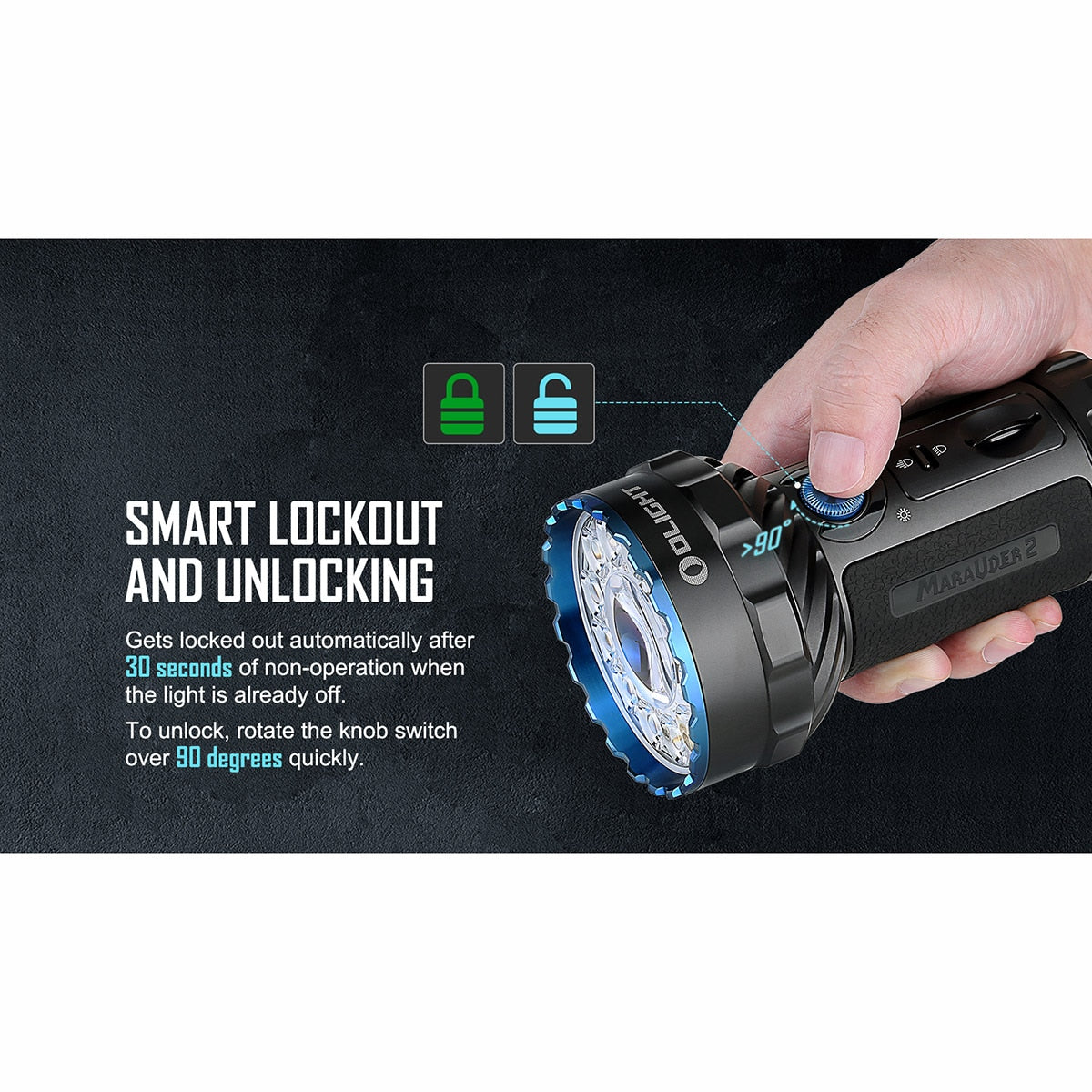 Olight - Marauder 2 Cool White Akku-Taschenlampe - 14000 Lumen, Reichweite 800 m