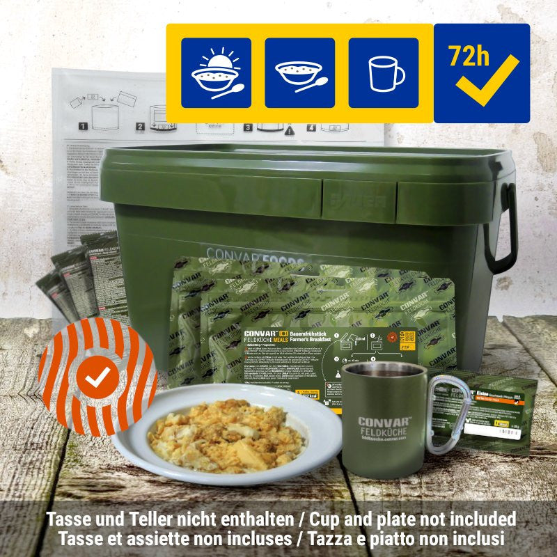 72 Stunden Notvorrat mit 6 L Trinkwasser (EU Empfehlung)