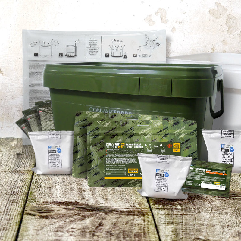 72 Stunden Notvorrat mit 6 L Trinkwasser (EU Empfehlung)