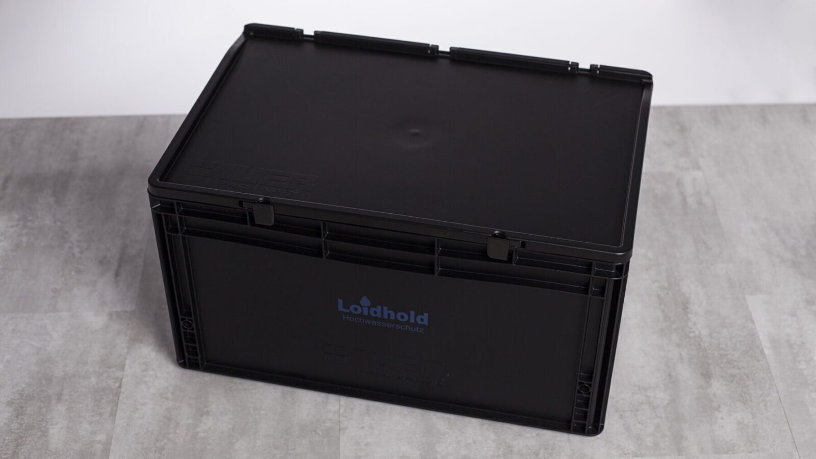 Loidhold Hochwasserschutz Aufbewahrungsbox – ESD Eurobehälter mit Scharnierdeckel