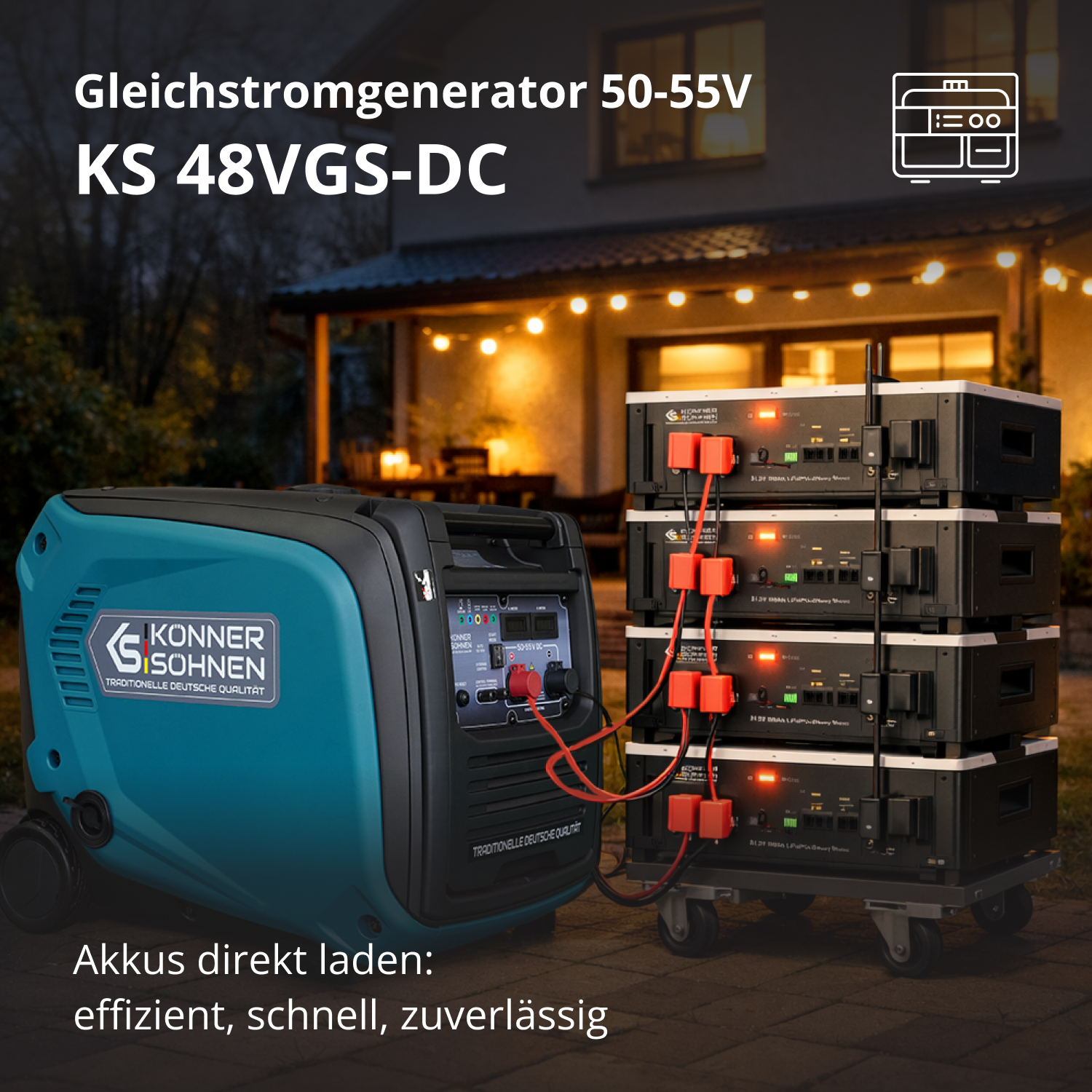 Gleichstromgenerator KS 48VGS-DC, Version 50–55V – Benzin-Stromerzeuger