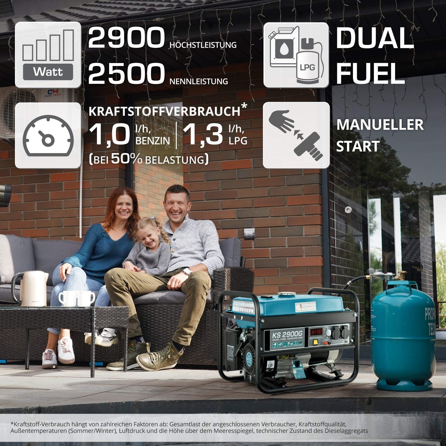 LPG/Benzin-Generator KS 2900G – Gas- & Hybrid-Stromerzeuger