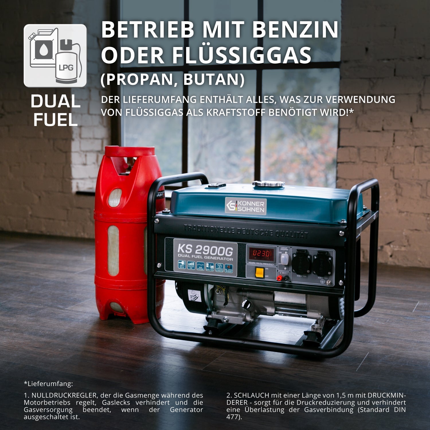 LPG/Benzin-Generator KS 2900G – Gas- & Hybrid-Stromerzeuger