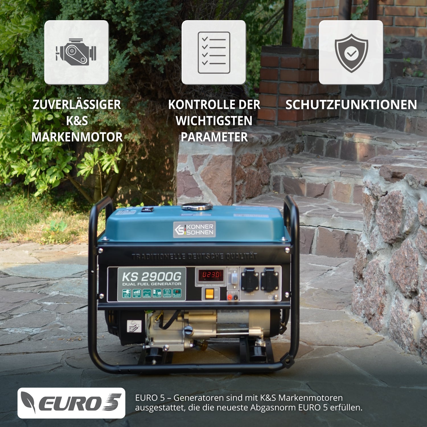 LPG/Benzin-Generator KS 2900G – Gas- & Hybrid-Stromerzeuger