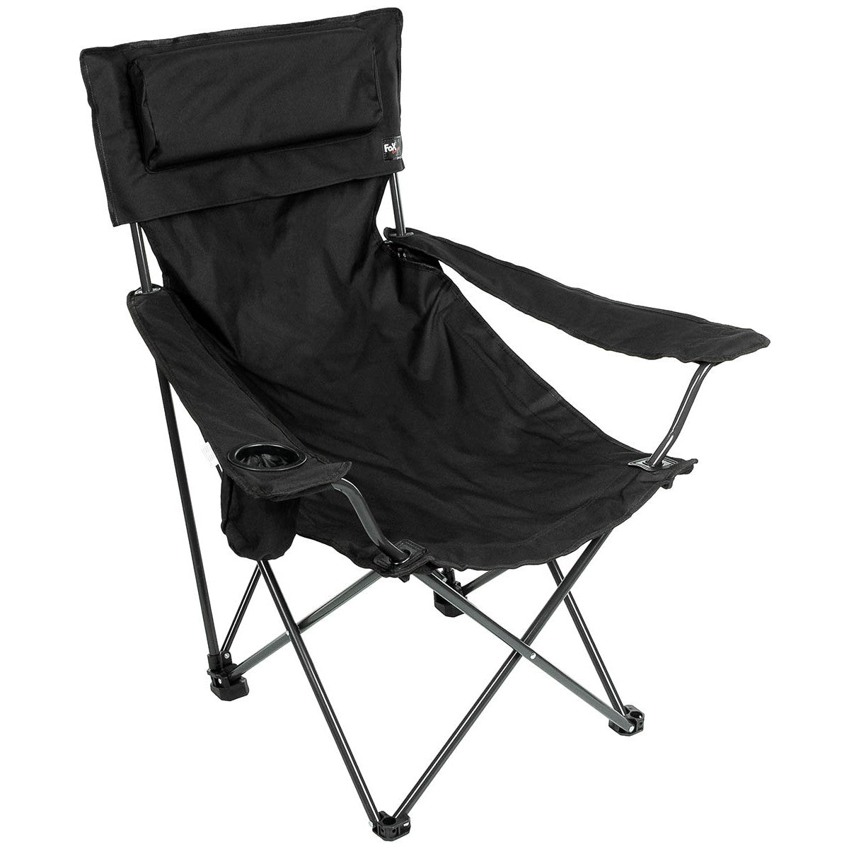 Klappstuhl, "Deluxe", schwarz, Rücken- u. Armlehne-Schlafsäcke/Camping-Krisenbedarf
