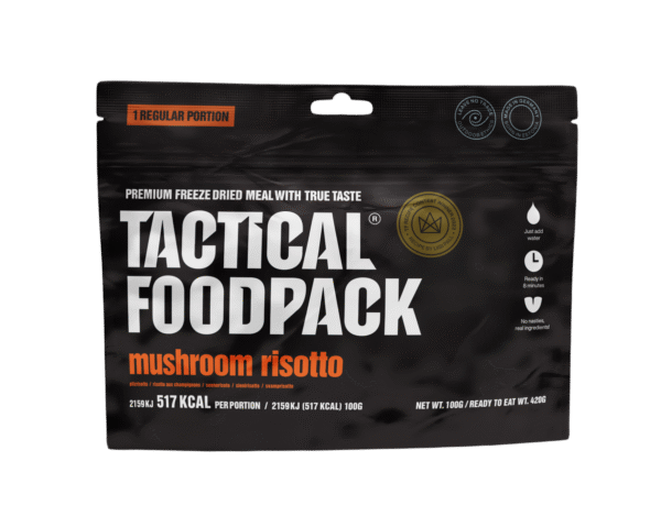 Tactical Foodpack Pilzrisotto – Cremiges Gourmet-Risotto gefriergetrocknet, 8 Jahre haltbar 20x