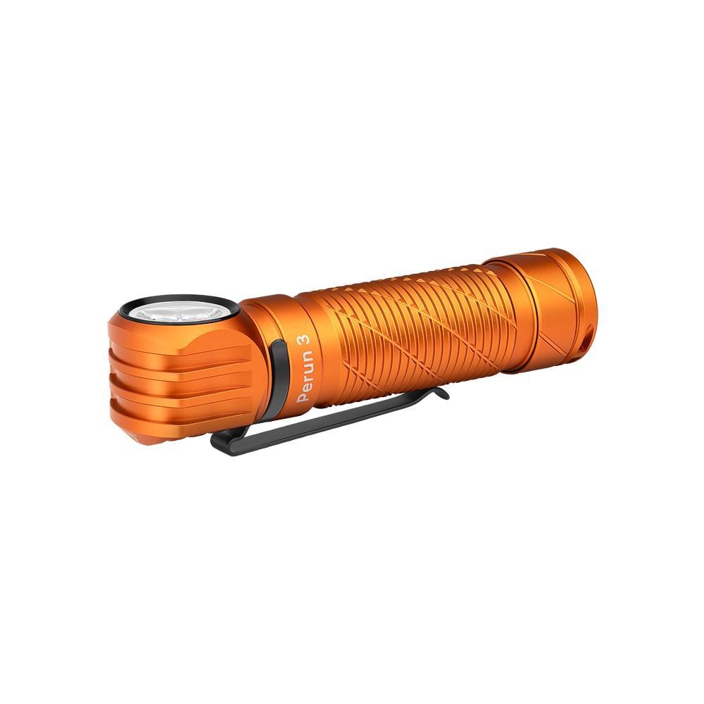 Olight - Perun 3 Orange Kopf- und Winkeltaschenlampe mit Stirnband - 3000 Lumen