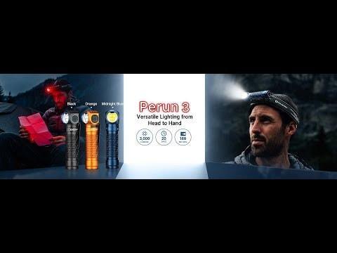 Olight - Perun 3 Orange Kopf- und Winkeltaschenlampe mit Stirnband - 3000 Lumen