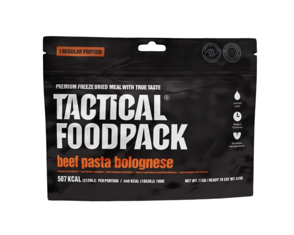 Tactical Foodpack Beef Pasta Bolognese – Gefriergetrocknet, 8 Jahre haltbar 20x