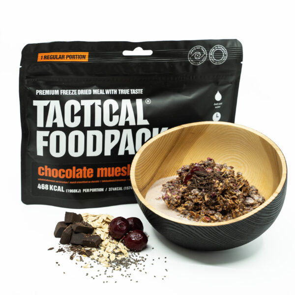 Tactical Foodpack Schoko-Müsli mit Kirschen – Outdoor-Frühstück, gefriergetrocknet 20x