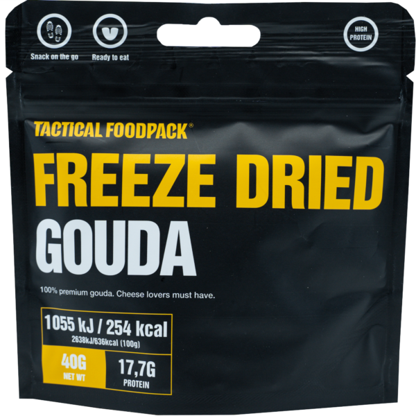 Tactical Foodpack Gefriergetrockneter Gouda – Milder Protein-Snack, 44 g Protein/100g