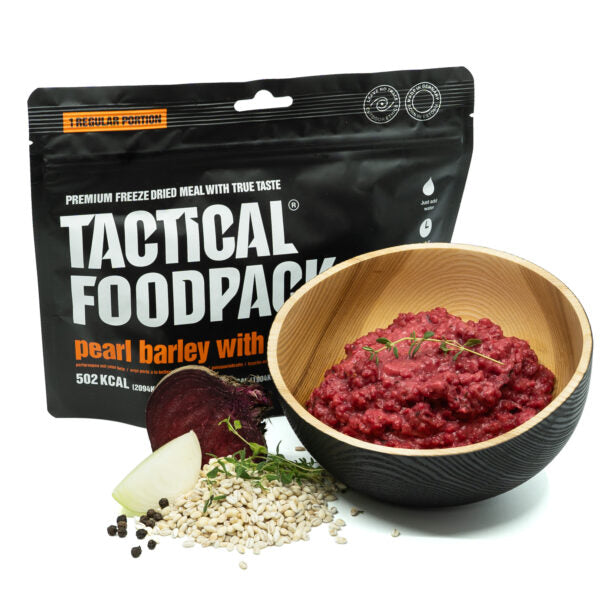 Tactical Foodpack Graupen mit Roter Bete – Vegetarisch, 11 g Ballaststoffe, gefriergetrocknet 20x