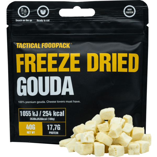 Tactical Foodpack Gefriergetrockneter Gouda – Milder Protein-Snack, 44 g Protein/100g
