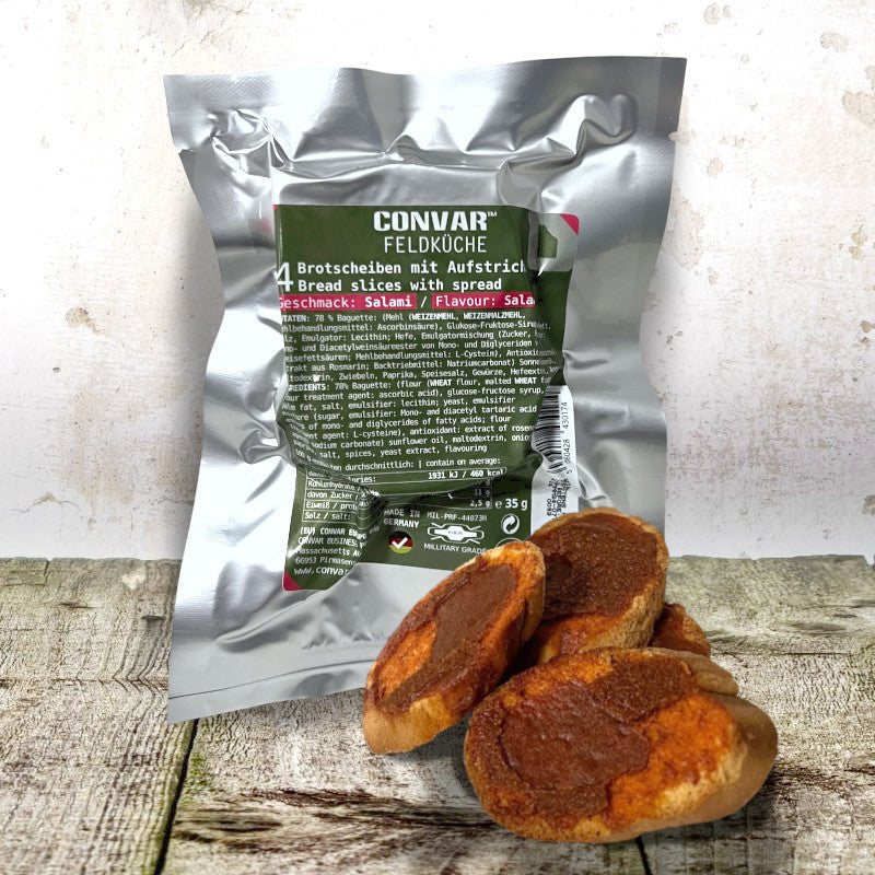 Convar Feldküche 4 Brotscheiben mit Aufstrich Geschmack: Salami (35g) 24x