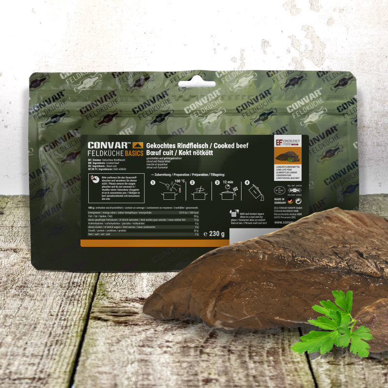 CONVAR™ Feldküche Basics Gekochtes Rindfleisch geschnitten & gefriergetrocknet 15x