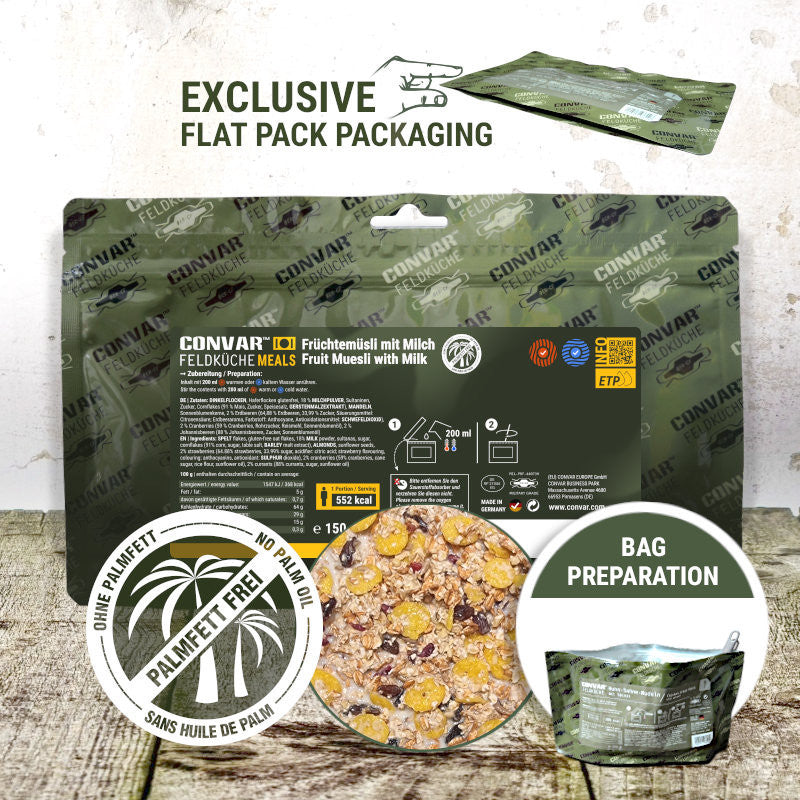 CONVAR™ Feldküche Früchtemüsli mit Milch (1 Portion) (150g) 12x