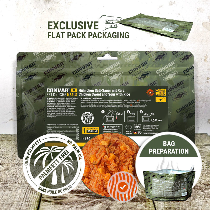 CONVAR™ Feldküche Hühnchen Süß-Sauer mit Reis (150g) 12x