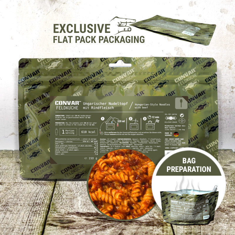 CONVAR™ Feldküche Ungarischer Nudeltopf mit Rindfleisch (1 Portion) (150g) 12x