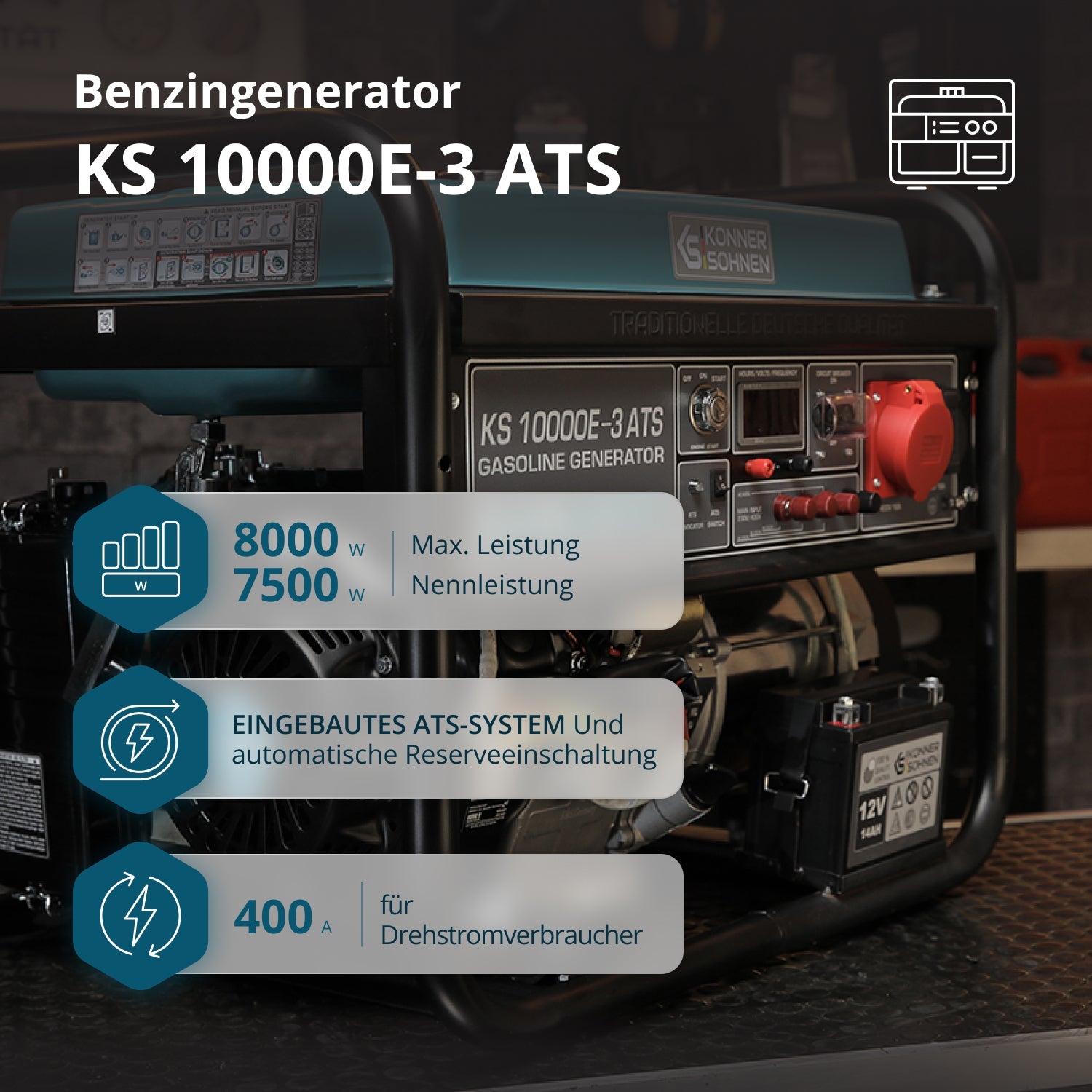 Benzin-Generator KS 10000E-3 ATS – Benzin-Stromerzeuger