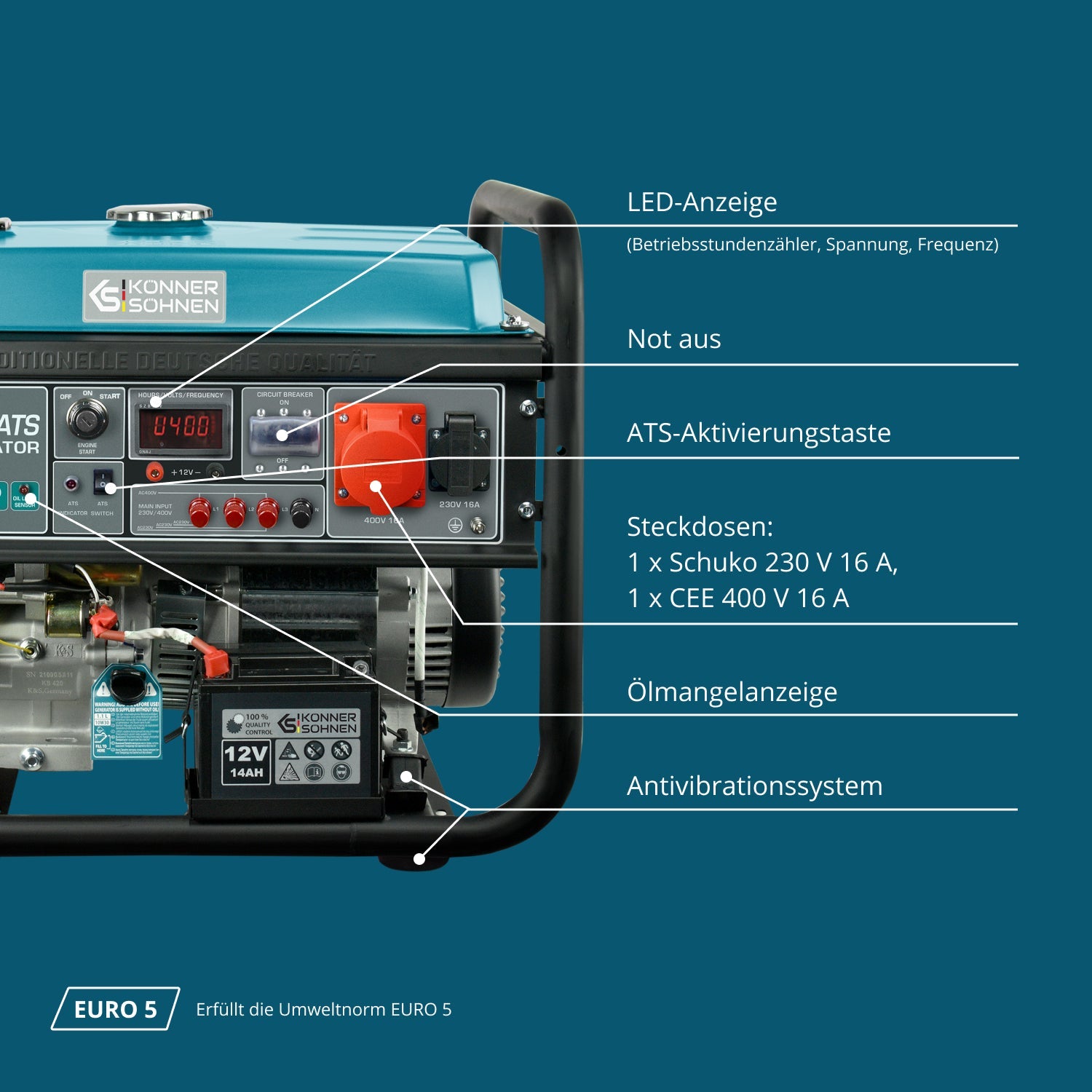 Benzin-Generator KS 10000E-3 ATS – Benzin-Stromerzeuger