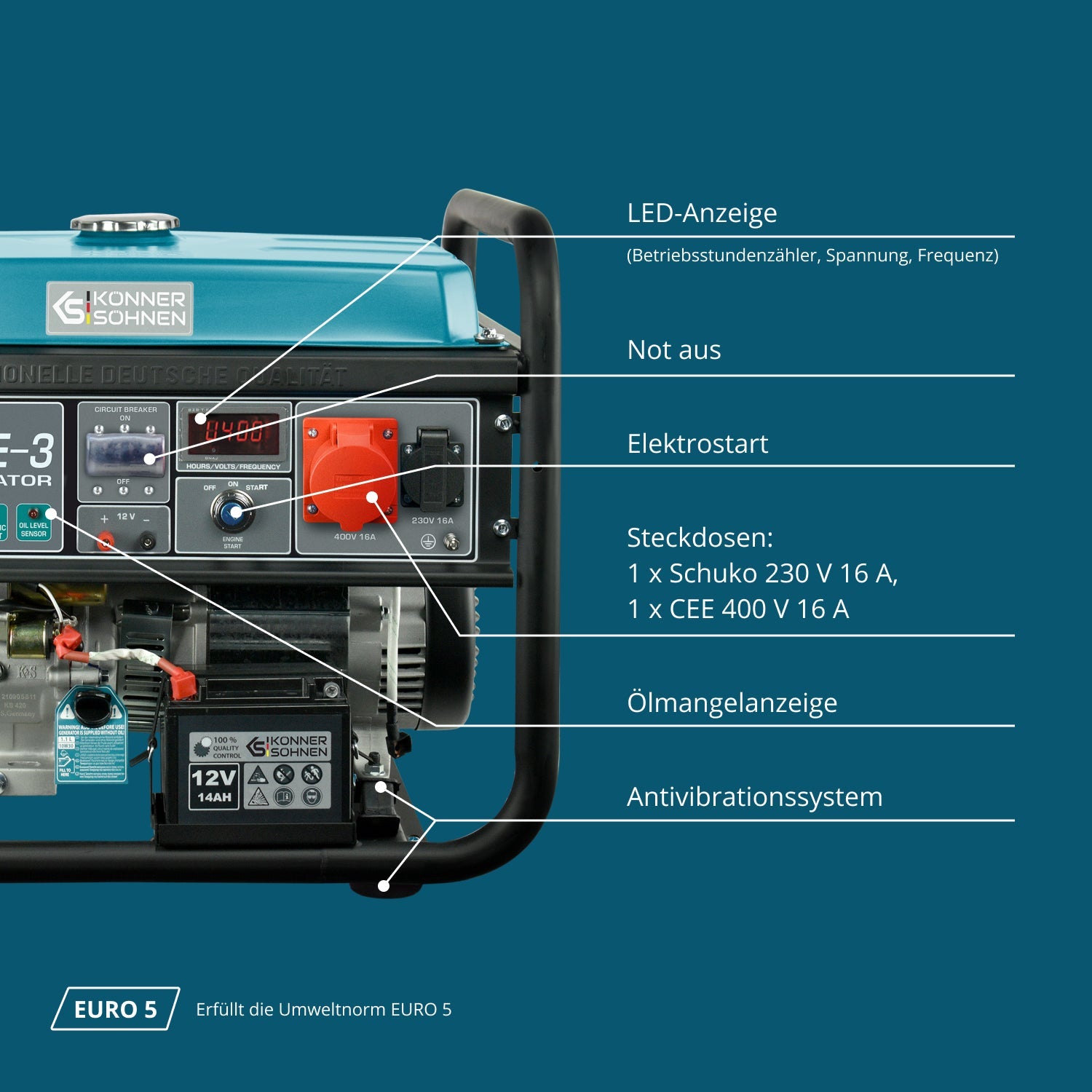 Benzin-Generator KS 10000E-3 – Benzin-Stromerzeuger