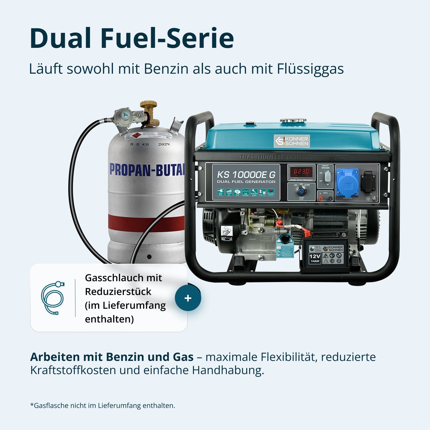 LPG/Benzin-Generator KS 10000E G – Gas- & Hybrid-Stromerzeuger