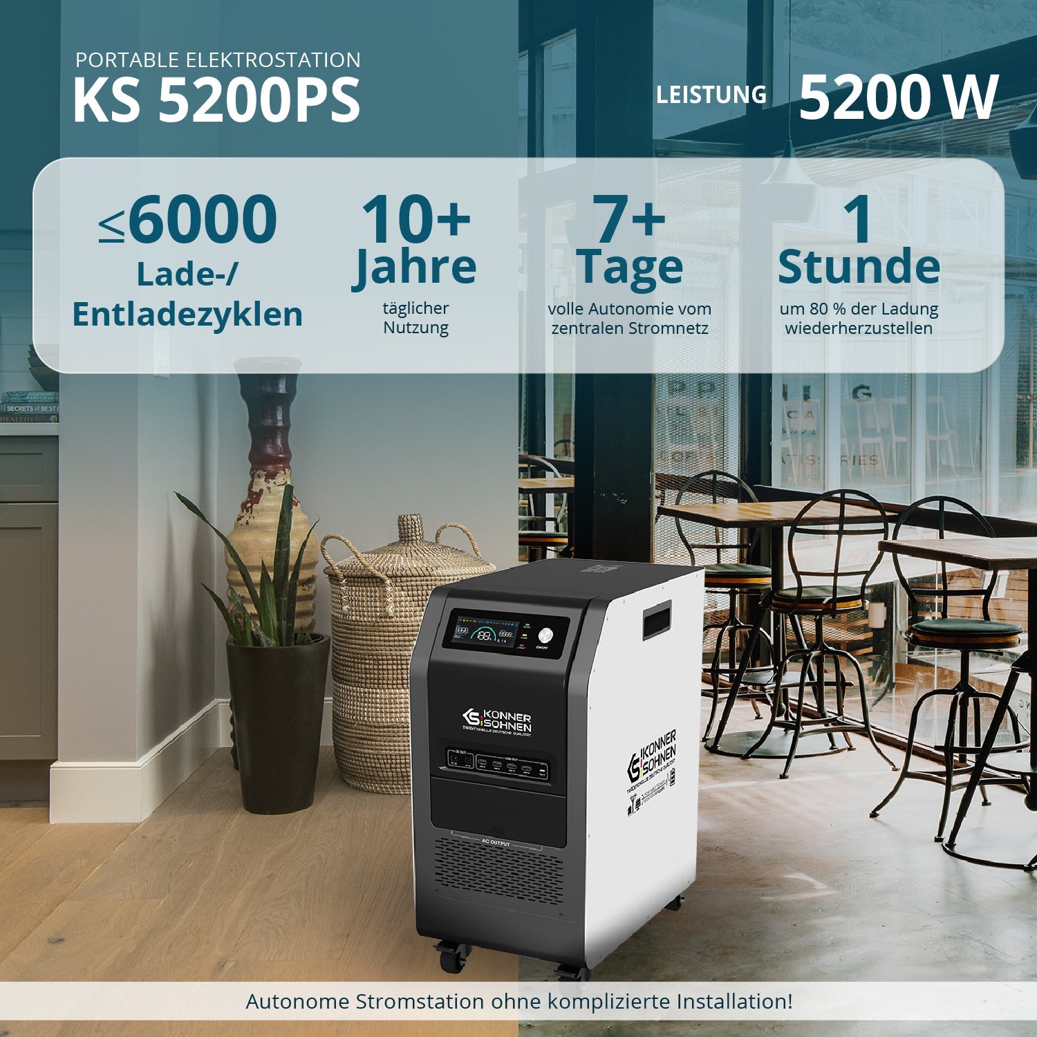 Tragbare 3-in-1-Stromstation KS 5200PS – Powerstation