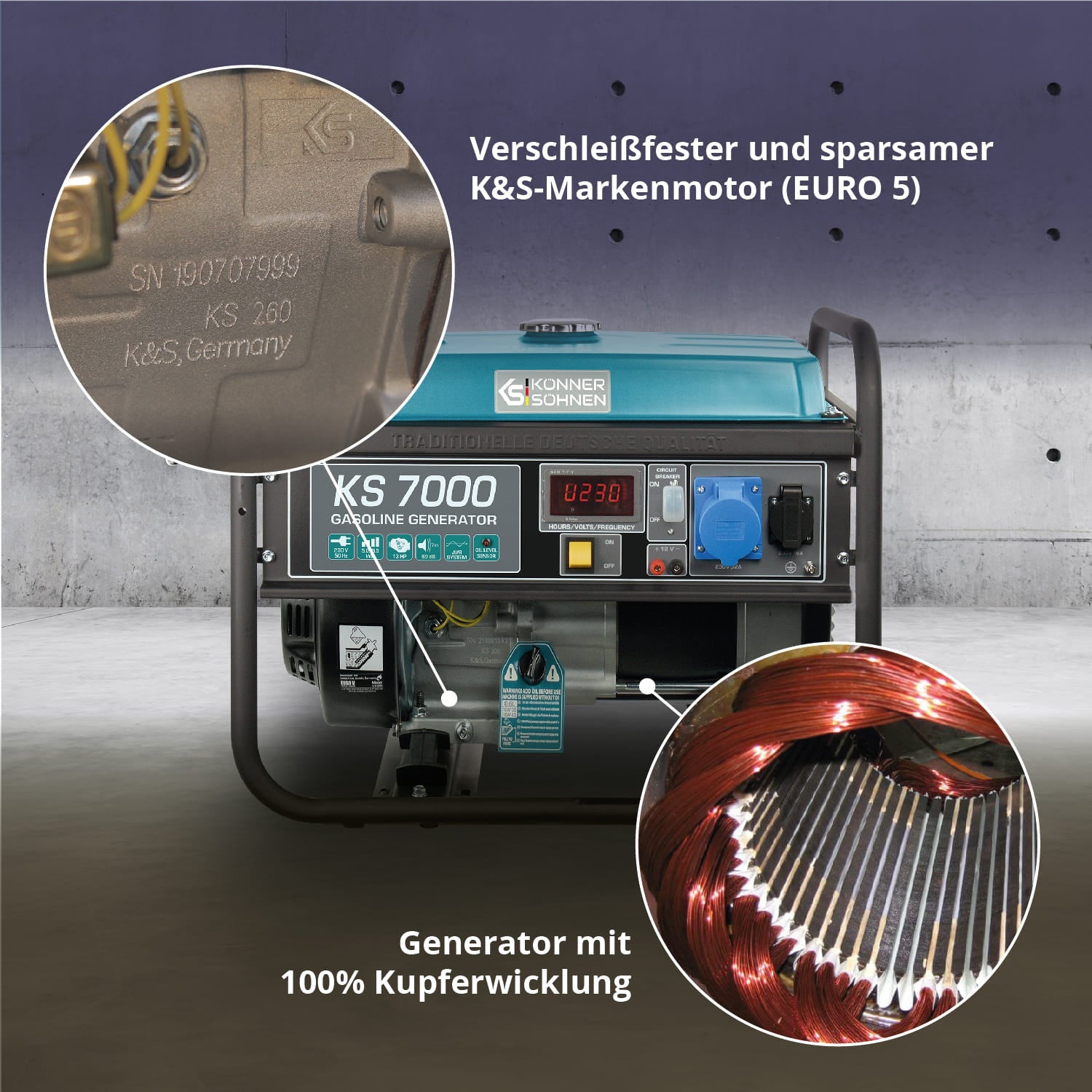 Benzin-Generator KS 7000 – Benzin-Stromerzeuger