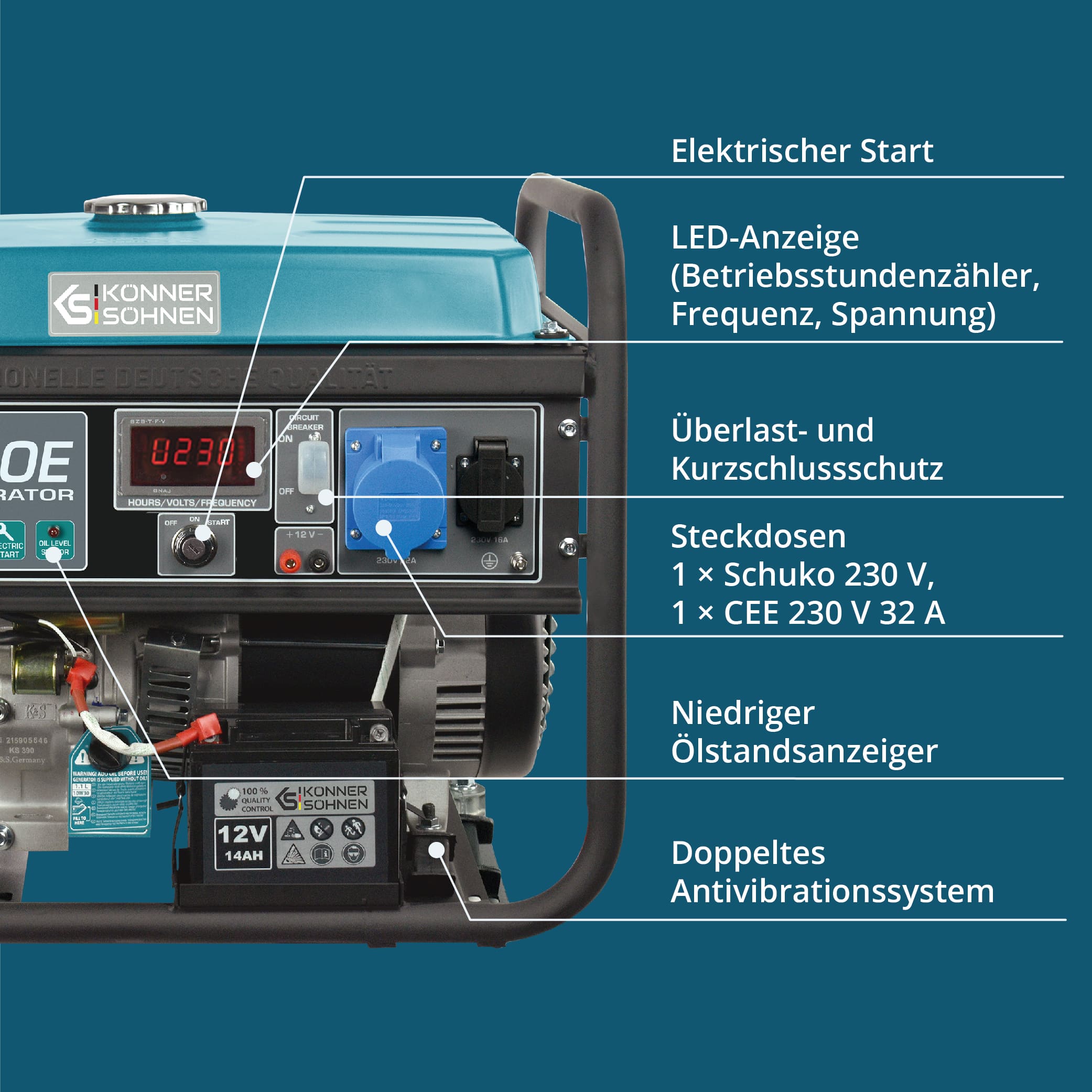 Benzin-Generator KS 7000E – Benzin-Stromerzeuger