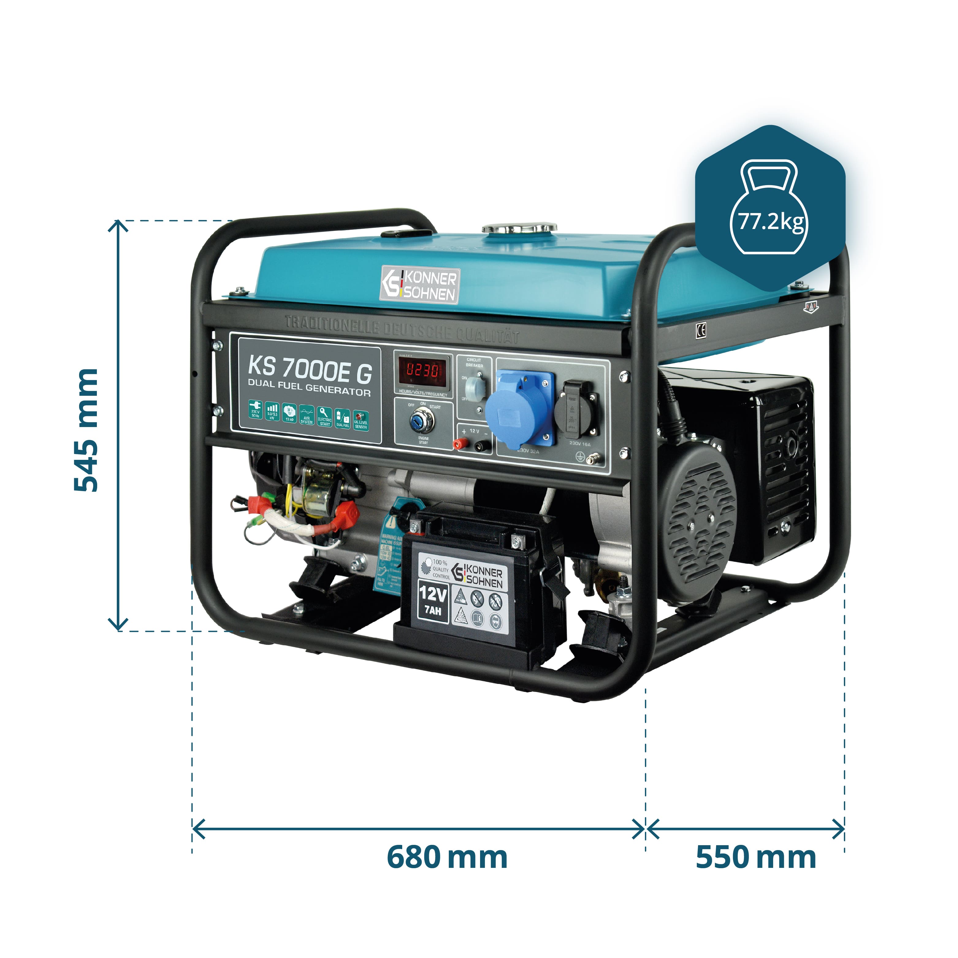 LPG/Benzin-Generator KS 7000E G – Gas- & Hybrid-Stromerzeuger