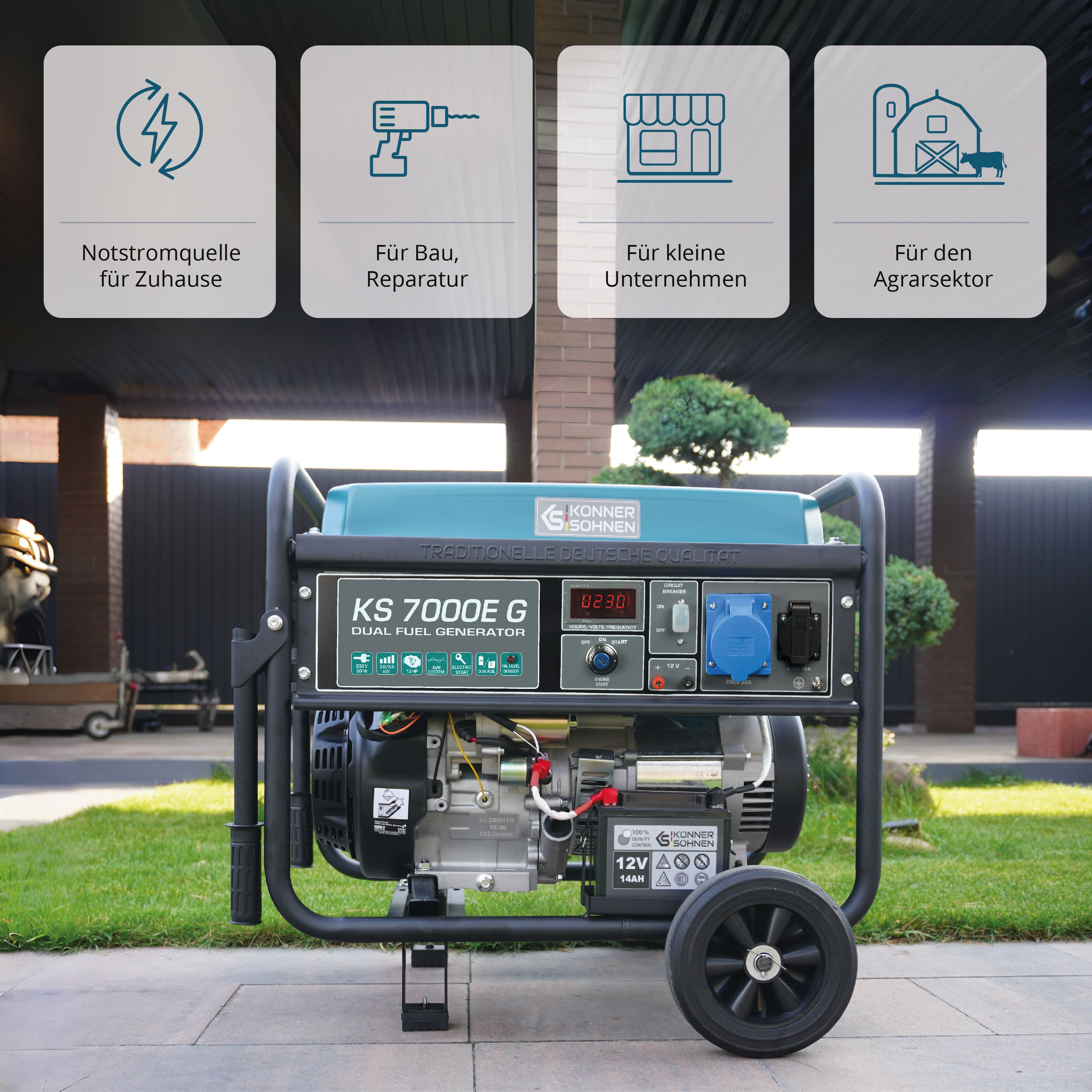 LPG/Benzin-Generator KS 7000E G – Gas- & Hybrid-Stromerzeuger